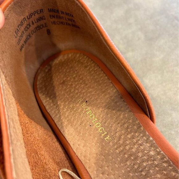 ANTHROPOLOGIE leather flats. Cognac. Womans size 8. - Picture 2 of 11